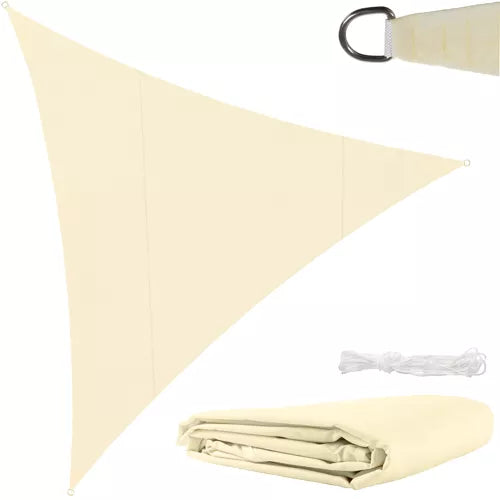 Trekantsolsejl i Beige og Grå – Effektiv UV-beskyttelse!