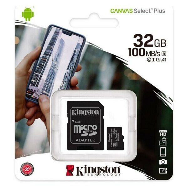 32gb Micro Sd Memory Kort Med Adaptor 100 Mb S fra Kingston