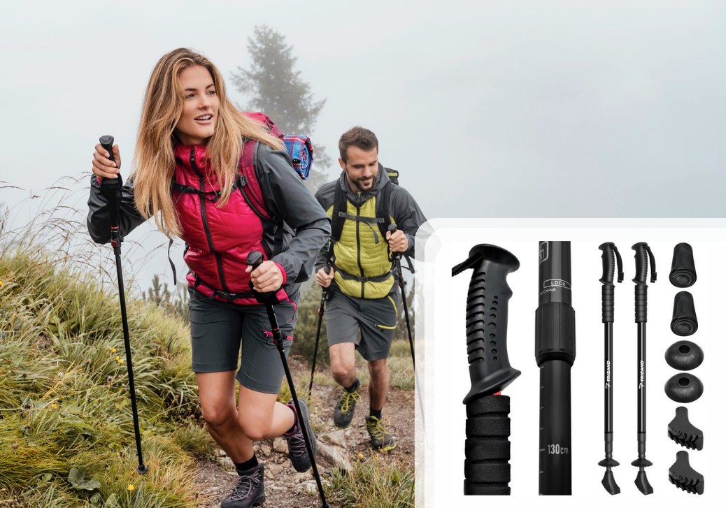 Fleksible   & Vandrestave Med Justerbar Længde Og Komfortgreb 2 Stk. fra Trekking