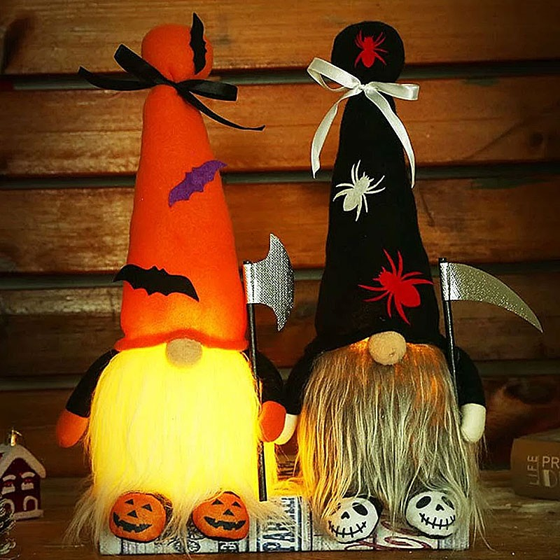 Halloween Troldmand Med Led Lys   38 Cm   Sort fra Dingadget