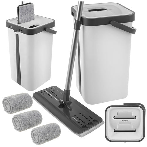 Fladmop 10l Med Spand & Vridesystem  Komplet Moppesæt Med 3 Mikrofiberklude fra We Do Better